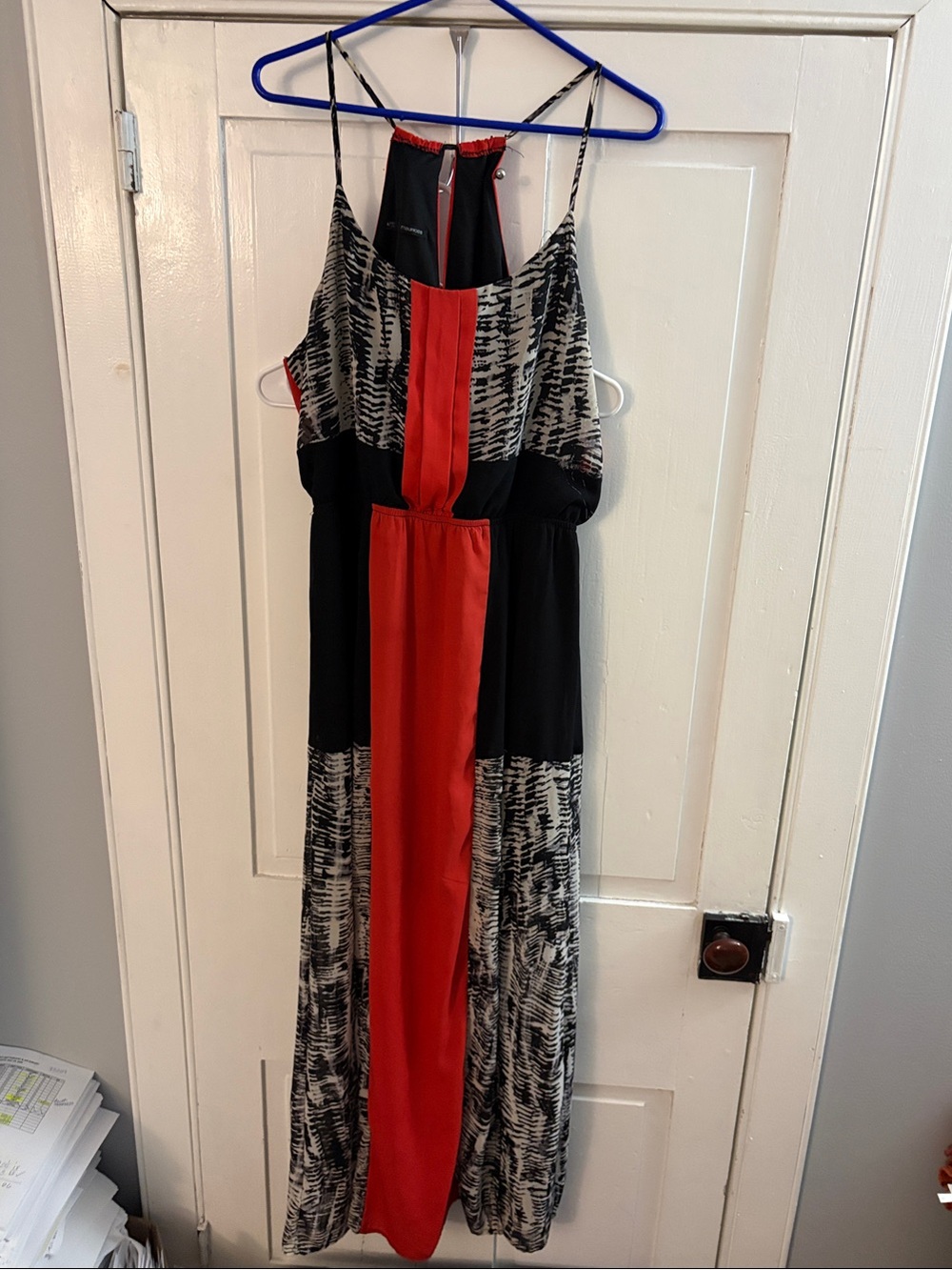 Maurices Black and Red Patterned Maxi Dress